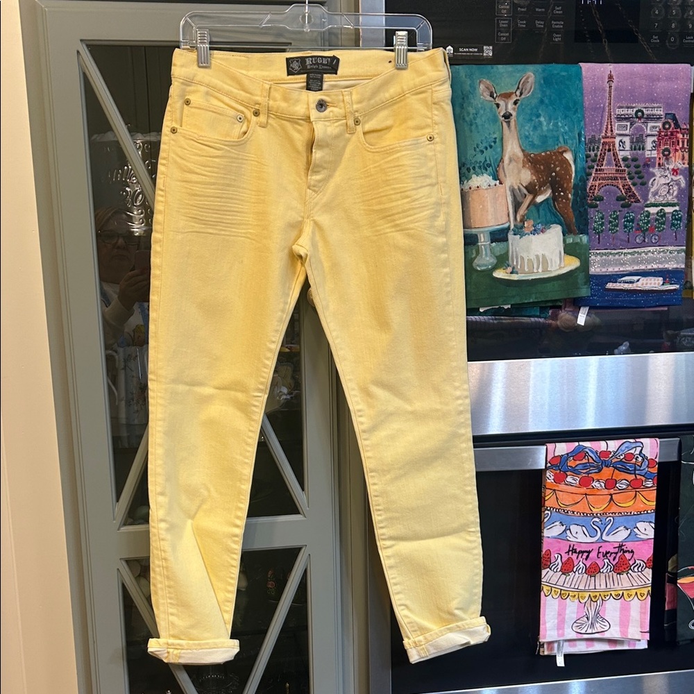Vintage Y2K Polo by Ralph Lauren Rugby Yellow Ankle Jeans 29